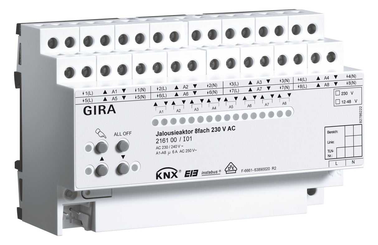GIRA 216100 Jalousieaktor 8fach AC 230V Hand KNX REG
