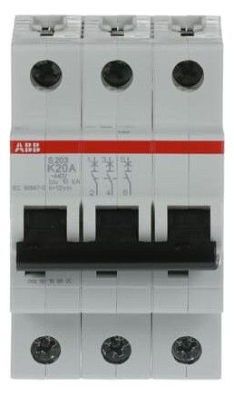 ABB S203-K20 Sicherungsautomat K-Char., 6 kA, 20A, 3P