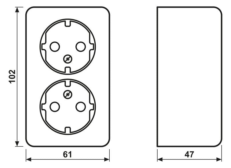 Jung 6020AWW AP-SCHUKO Steckdose 2fach 61x102x47mm AP600 alpinweiß