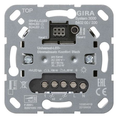 GIRA 540200 S3000 Uni-LED-Dimmeinsatz Komfort 2fach Einsatz