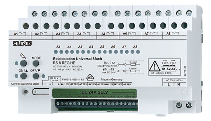 Jung RS8REGHE Relaisstation Universal 8fach 230VAC 8TE