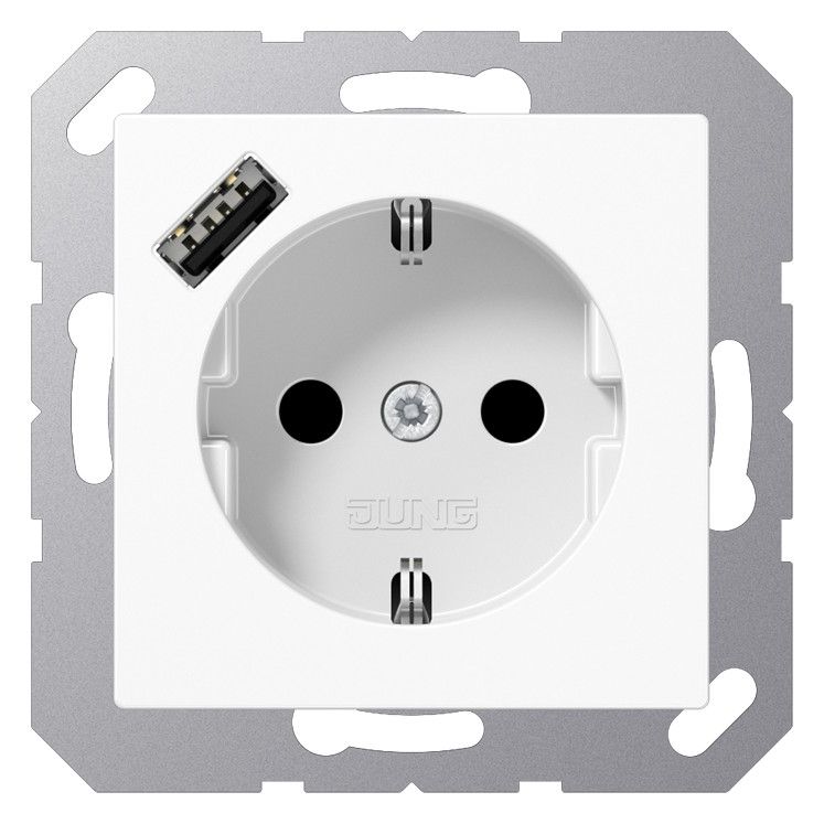 Jung A1520-18AWW SCHUKOsteckdose m.USB Weiß