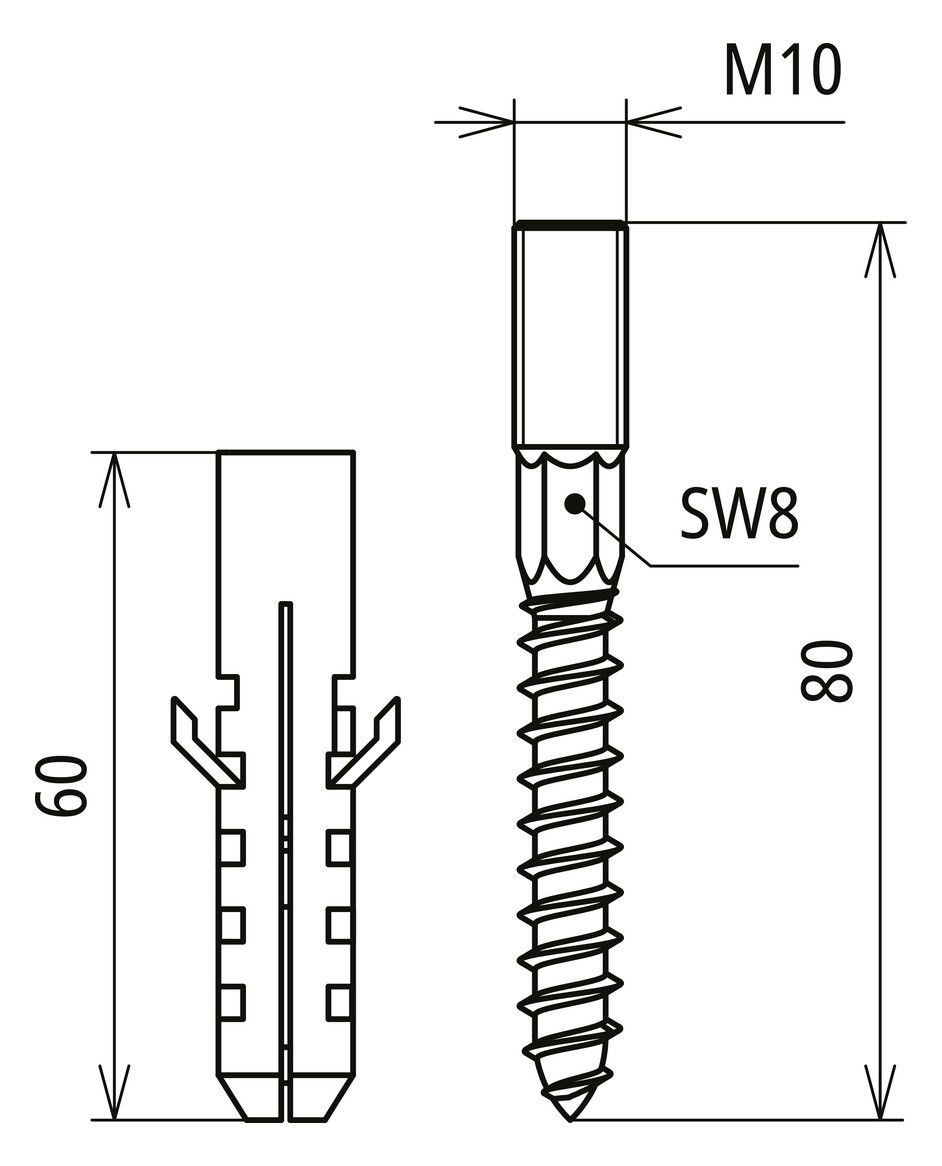 Dehn 472201 BFSM10X20PAS Befestigungsset