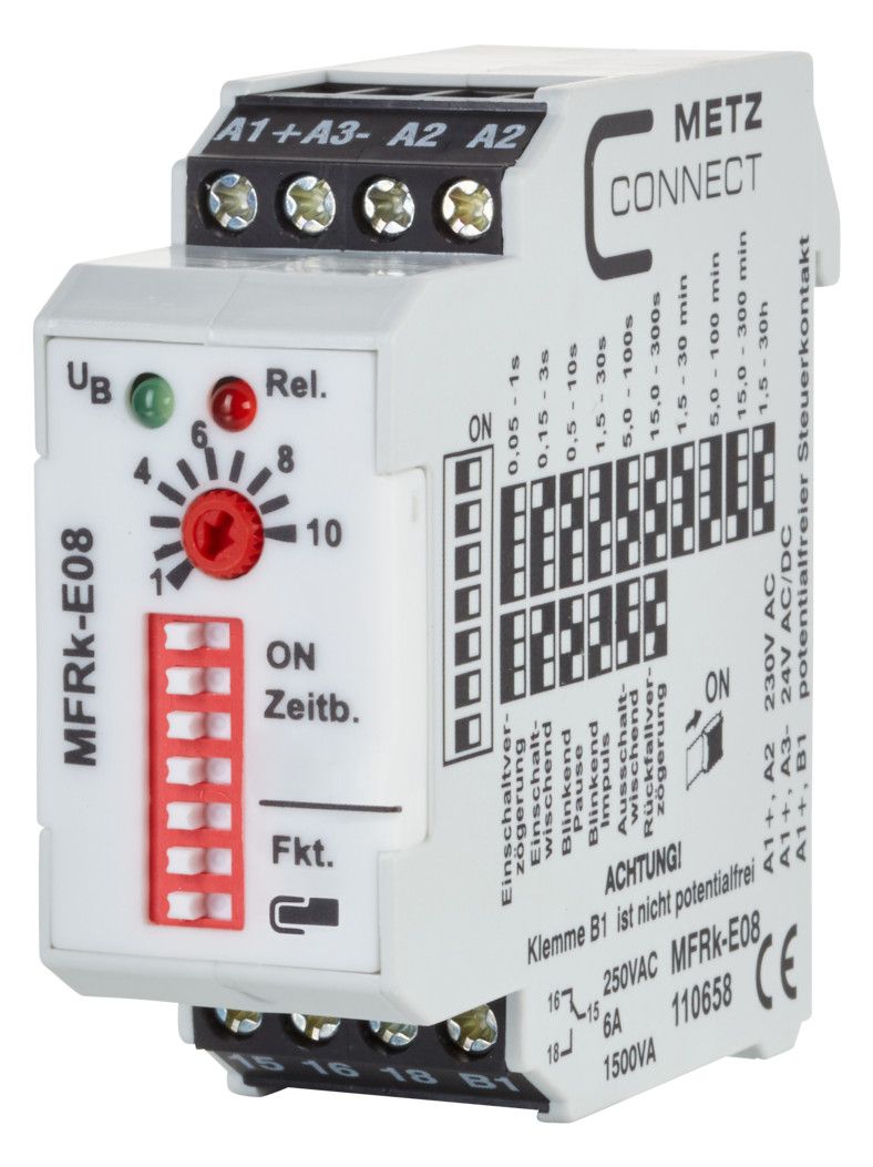 Metz 110658 MFRk-E08 0,05s-30h 230VAC 24VAC/DC Zeitrelais Multifunktion