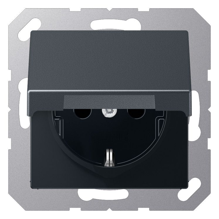 Jung A1520BFKLANM SCHUKO Steckdose Klappd. bruchs. Serie anthrazit matt