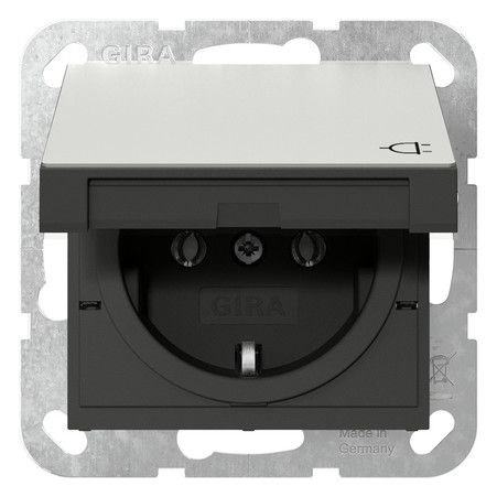 GIRA 4454600 SCHUKO-Steckdose Klappdeckel System 55 Edelstahl