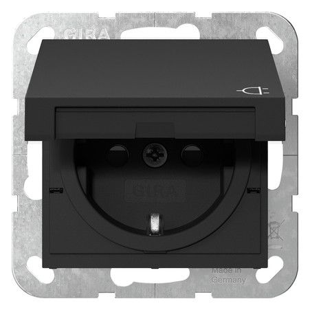 GIRA 4414005 SCHUKO-Steckdose KD+Shutter System 55 Schwarz matt (lackiert)