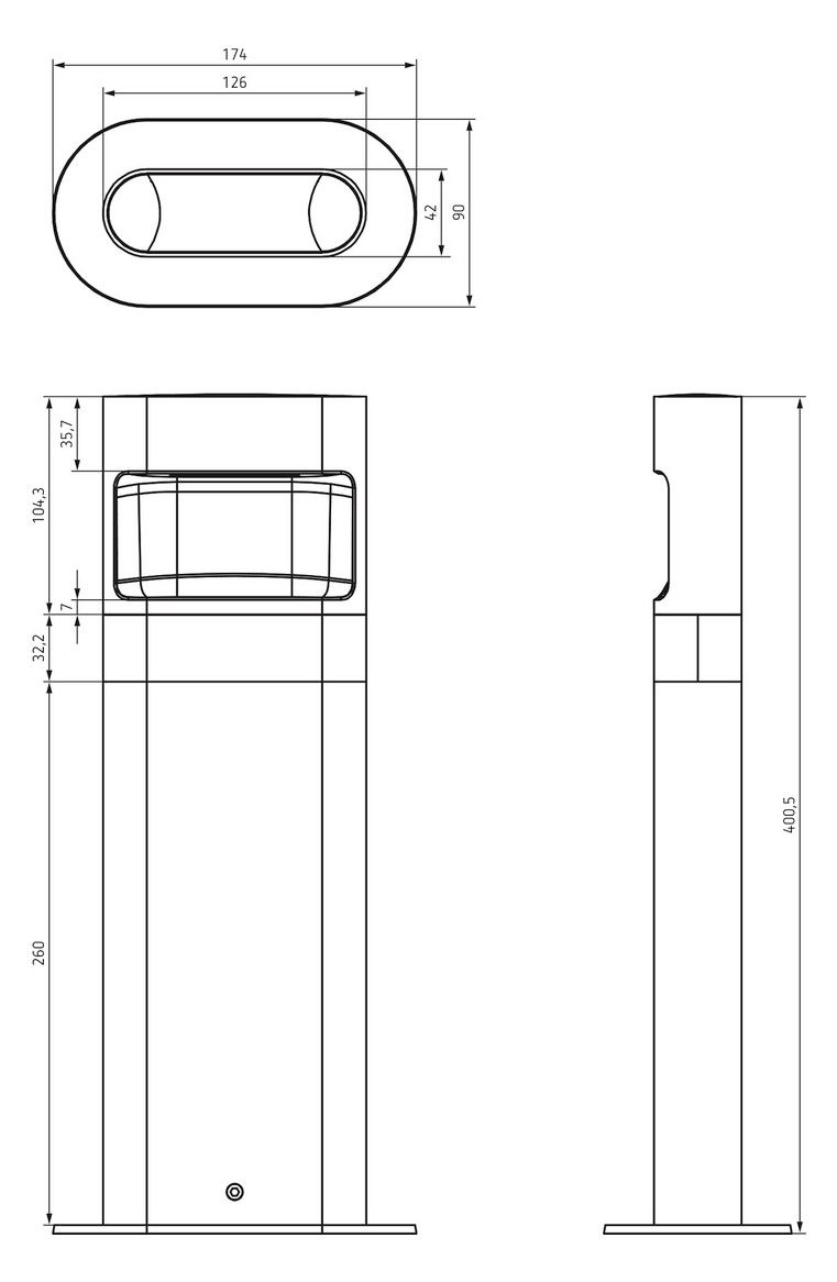 Theben theLeda D B AL LED-Pollerleuchte kurz Bew.melder Boden 8,5W alu 1020905