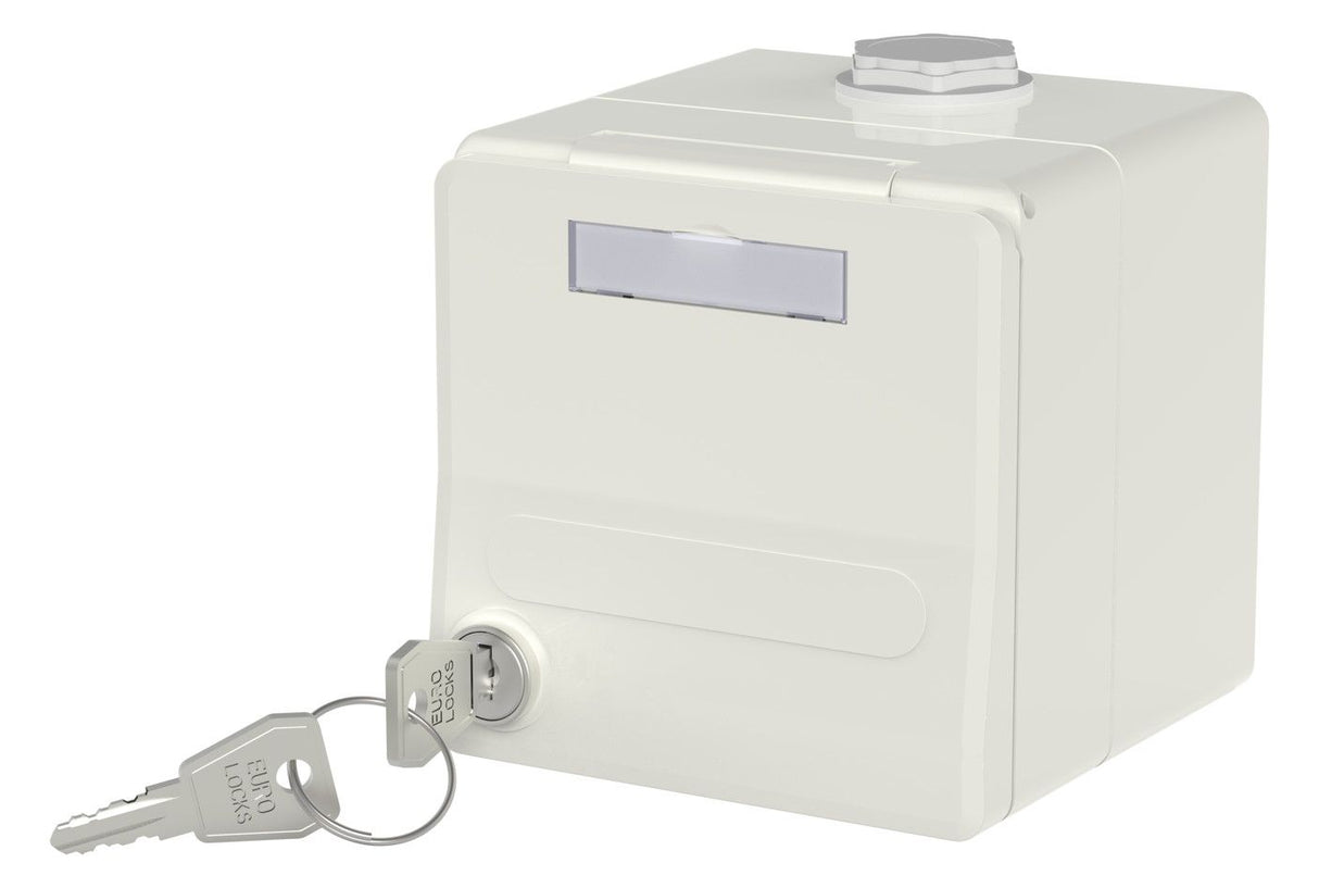 Metz 1309470002-I IP44 Modul-AP-Gehäuse m.Klappdeckel u.Schloss reinweiß