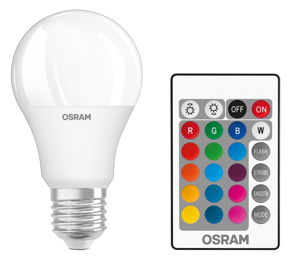 Osram LED Retrofit RGBW 60 FR 9W 2700K E27 lamps with remote control