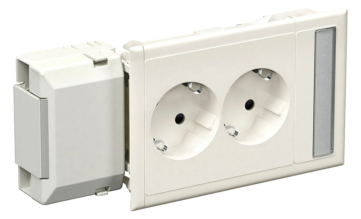 Schneider 5940021 Doppelsteckdose mit Schriftfeld für Kanaleinb.CYB-PS weiss