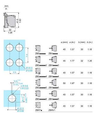 Schneider ZB5AZ105 Hilfsschalterblock 1S1Ö m.Bef.flansch Schraub. D22 Kunst.