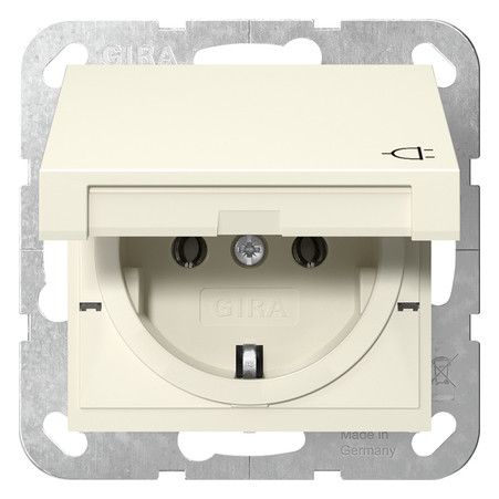 GIRA 445401 SCHUKO-Steckdose Klappdeckel System 55 Cremeweiß glänzend