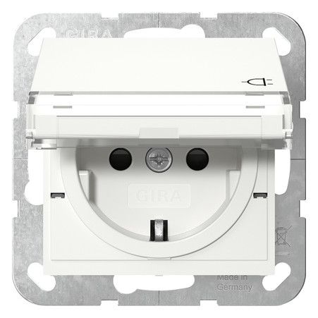 GIRA 455703 SCHUKO-Steckdose Klappdeckel BSF+Shutter System 55 Reinweiß glänzend