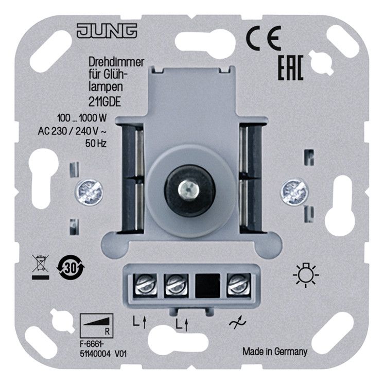 Jung 211GDE Drehdimmer 100-1000W m.Druck-Wechselschalter