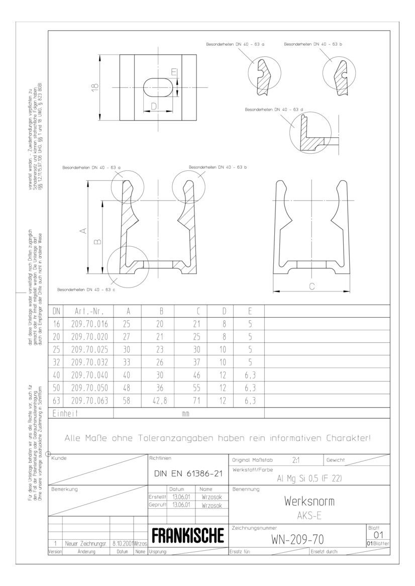Fränkische AKS-E 40 Alu Klemmschelle M40