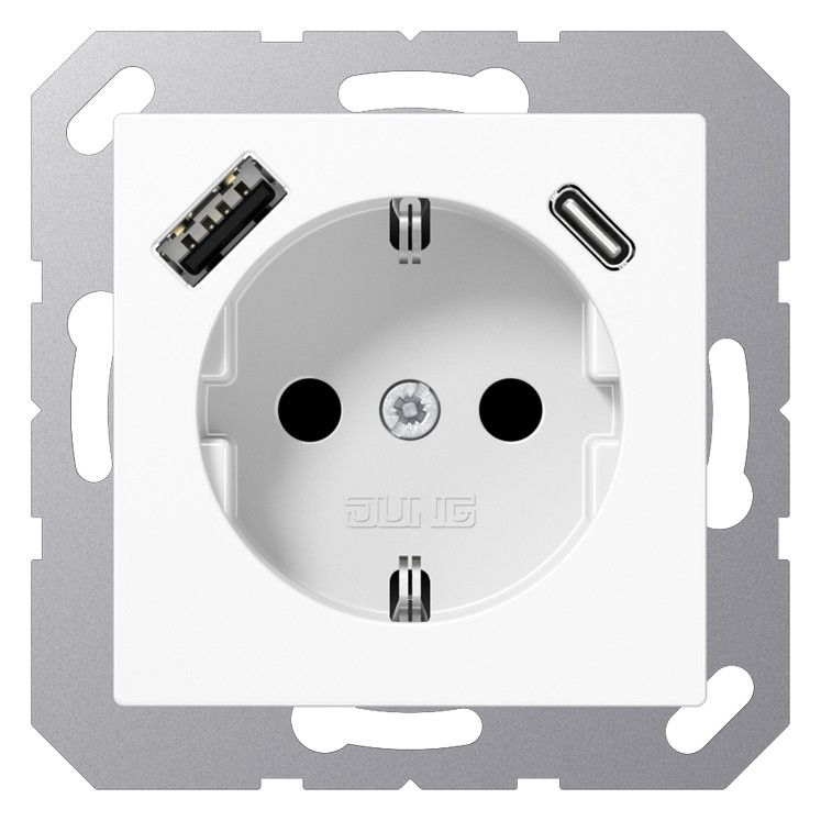 Jung A1520-15CAWW SCHUKOsteckdose m.USB Typ AC