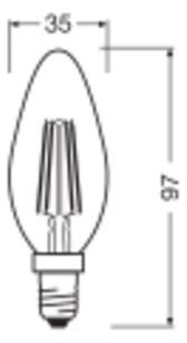 Ledvance LED CLASSIC B DIM P 4.8W 827 FIL CL E14 470lm 2700K LED-Minikerze