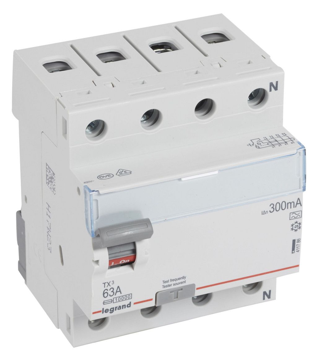 Legrand 411786 TX3 Fi-Schalter 63A 4-polig 300mA Typ A 400VAC 4TE