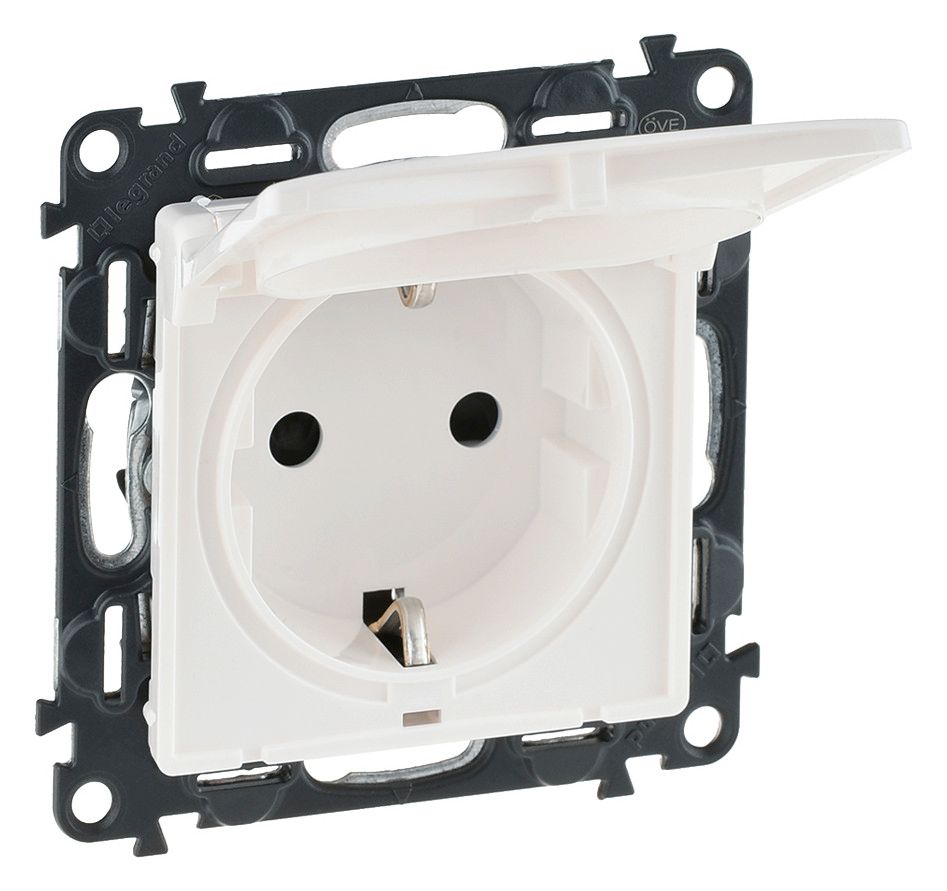 Legrand 753117 Schuko Steckdose Klappd. m.erh.Ber.schutz Valena Life ultraweiß