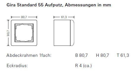 GIRA 021903 AP-Gehäuse 1fach flach Standard 55 Reinweiß glänzend