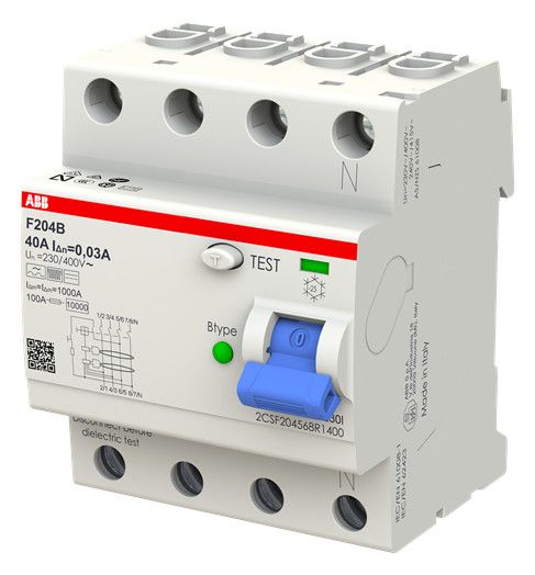 ABB F204B-40/0,03 FI-Schutzschalter Typ B 4P 40A 30mA 3kA 4TE 2CSF204568R1400