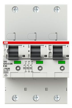 ABB S751/3DR-E63 sel. Haupt-LS SHU E-Char.,25kA, 63A, 3x1P