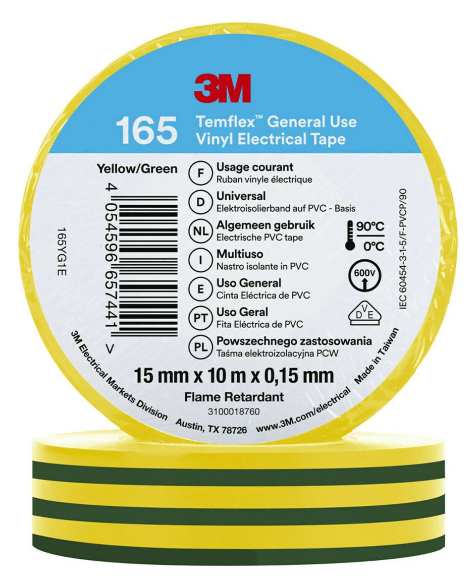 3M 165YG1E Temflex 15mmx10m Grün/Gelb