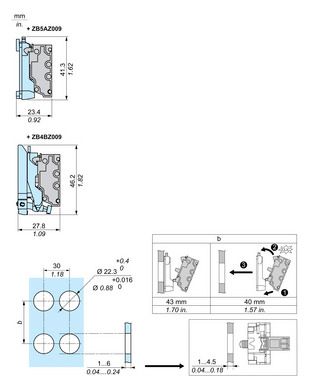 Schneider ZBE1015 Hilfsschalterblock 1S D22mm Spring Clamp
