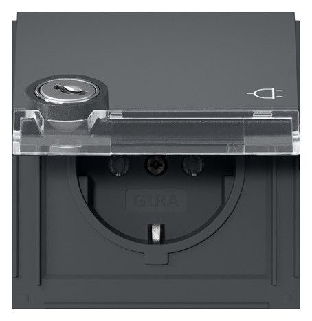 GIRA 456967 SCHUKO-Steckdose Klappdeckel Schloss gleich+BSF TX_44 Anthrazit