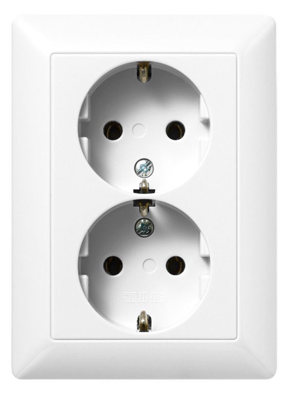 Jung AS5020UWW SCHUKO Zweifach Steckdose f.60er Dose AS/CD alpinweiß
