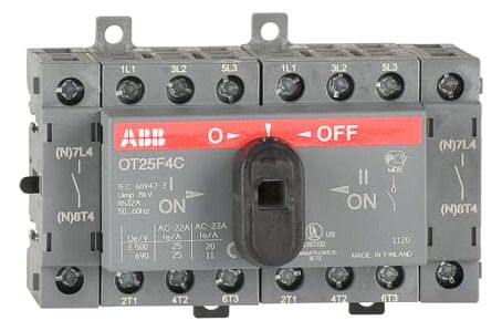 ABB OT25F4C Lastumschalter 4-p 25A m. schwarzem Knebelgriff I-0-II/ UL/CSA