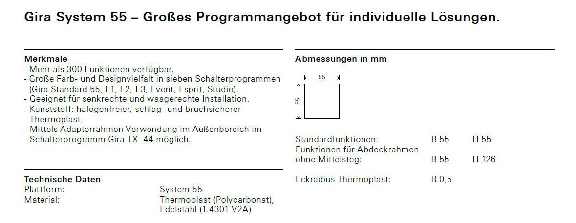 GIRA 492001 Abdeckung SCHUKO-Steckdose System 55 Cremeweiß glänzend
