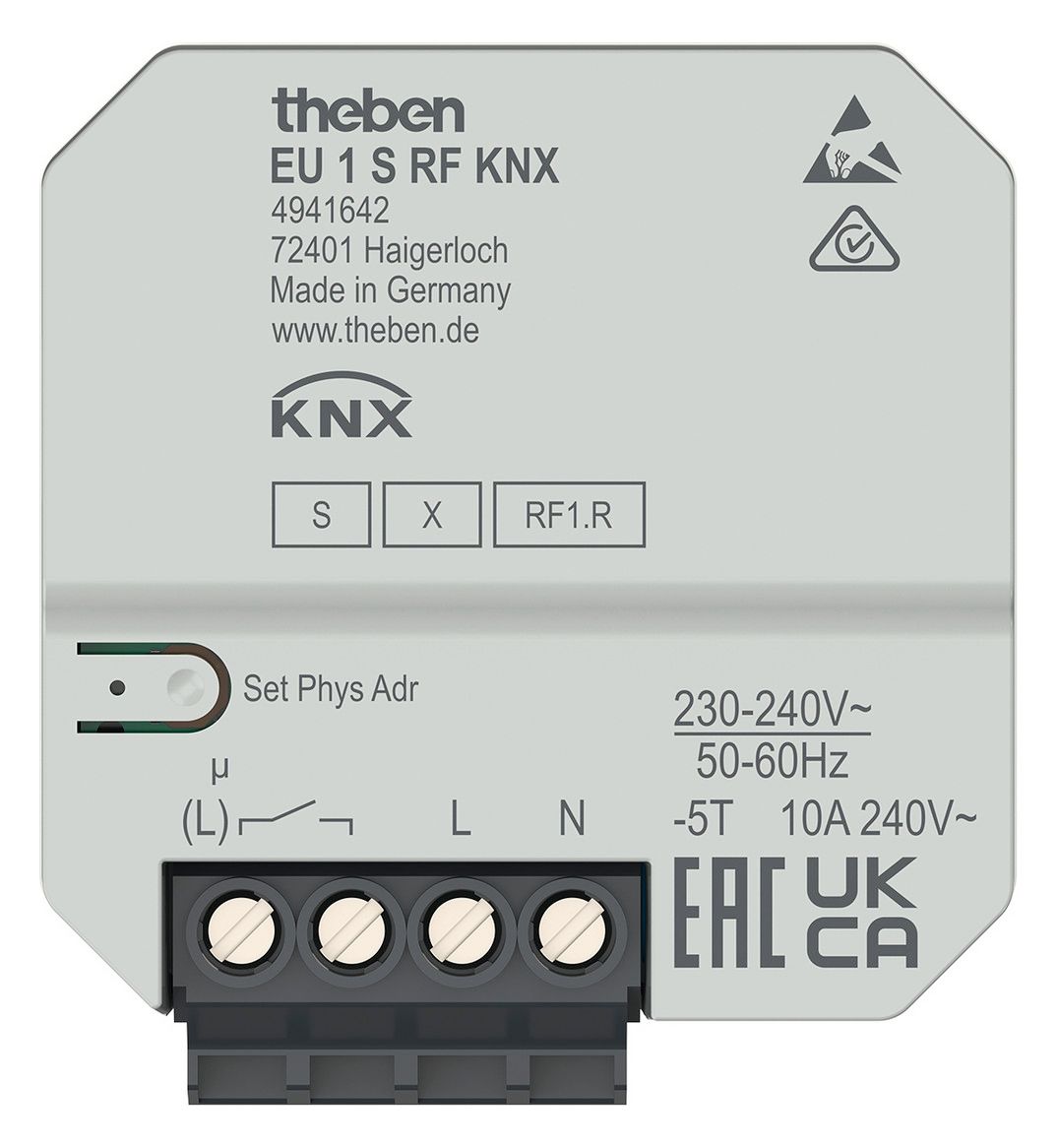 Theben EU 1 S RF KNX 1f UPFunk Heizungsaktor UP Data Elektroh 4941642