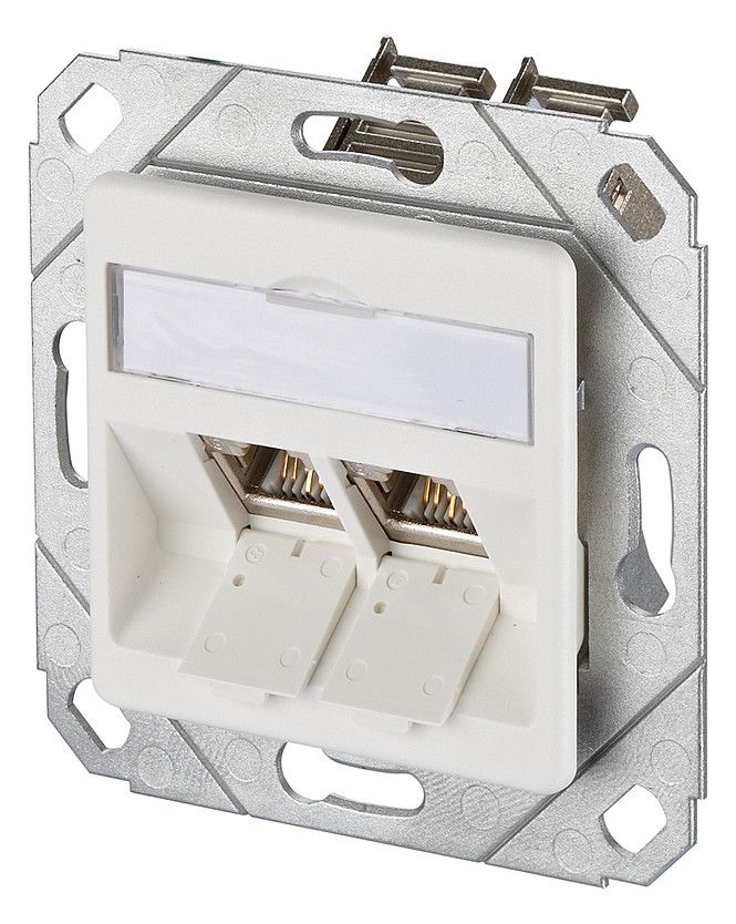 Metz 1309121102-E E-DAT Modul 2 Port UPk Cat.6A reinweiß Kanal-Anschlussdose