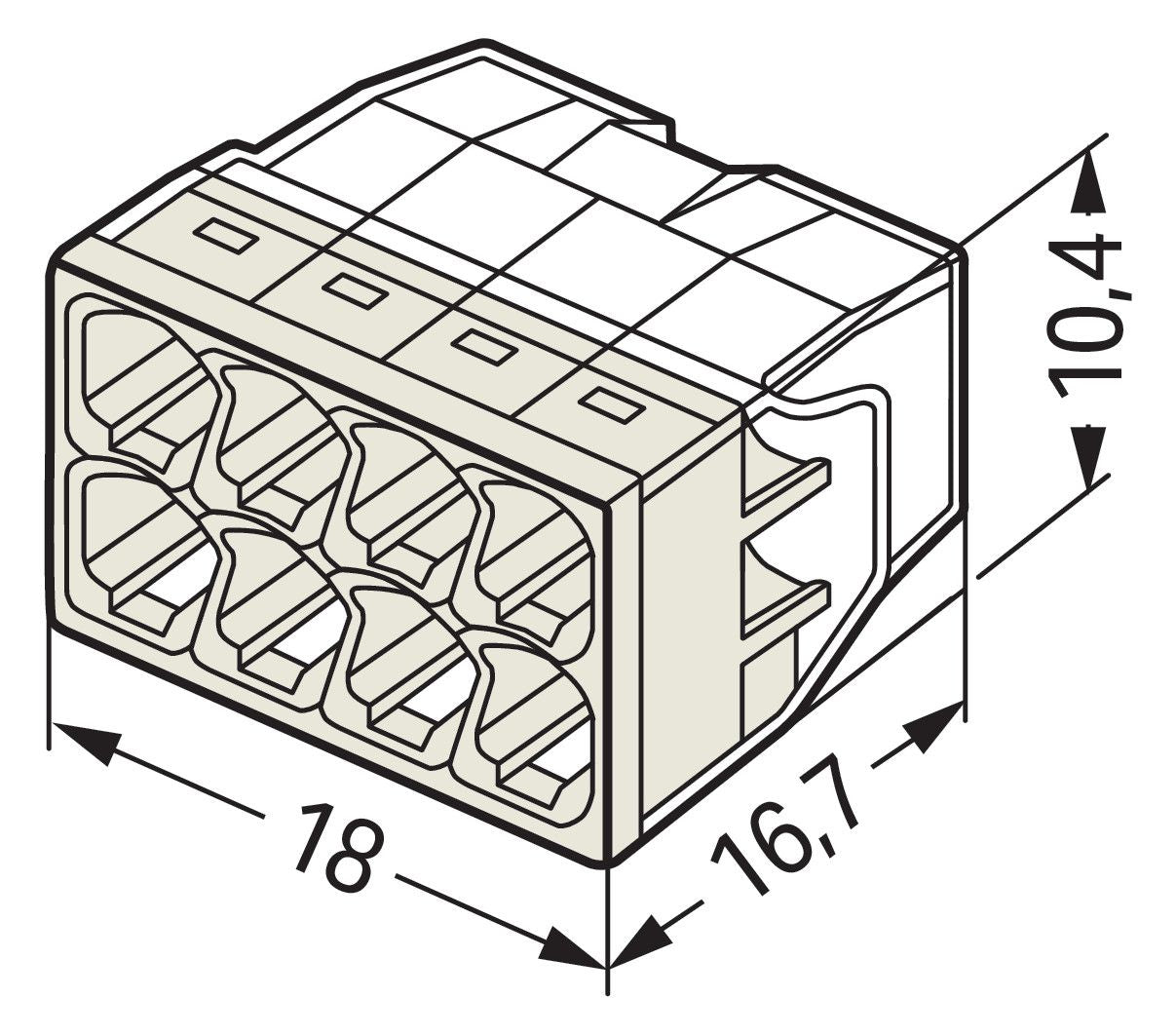 WAGO 2273-208 COMPACT-Verbindungsdosen- transparent, lichtgrau