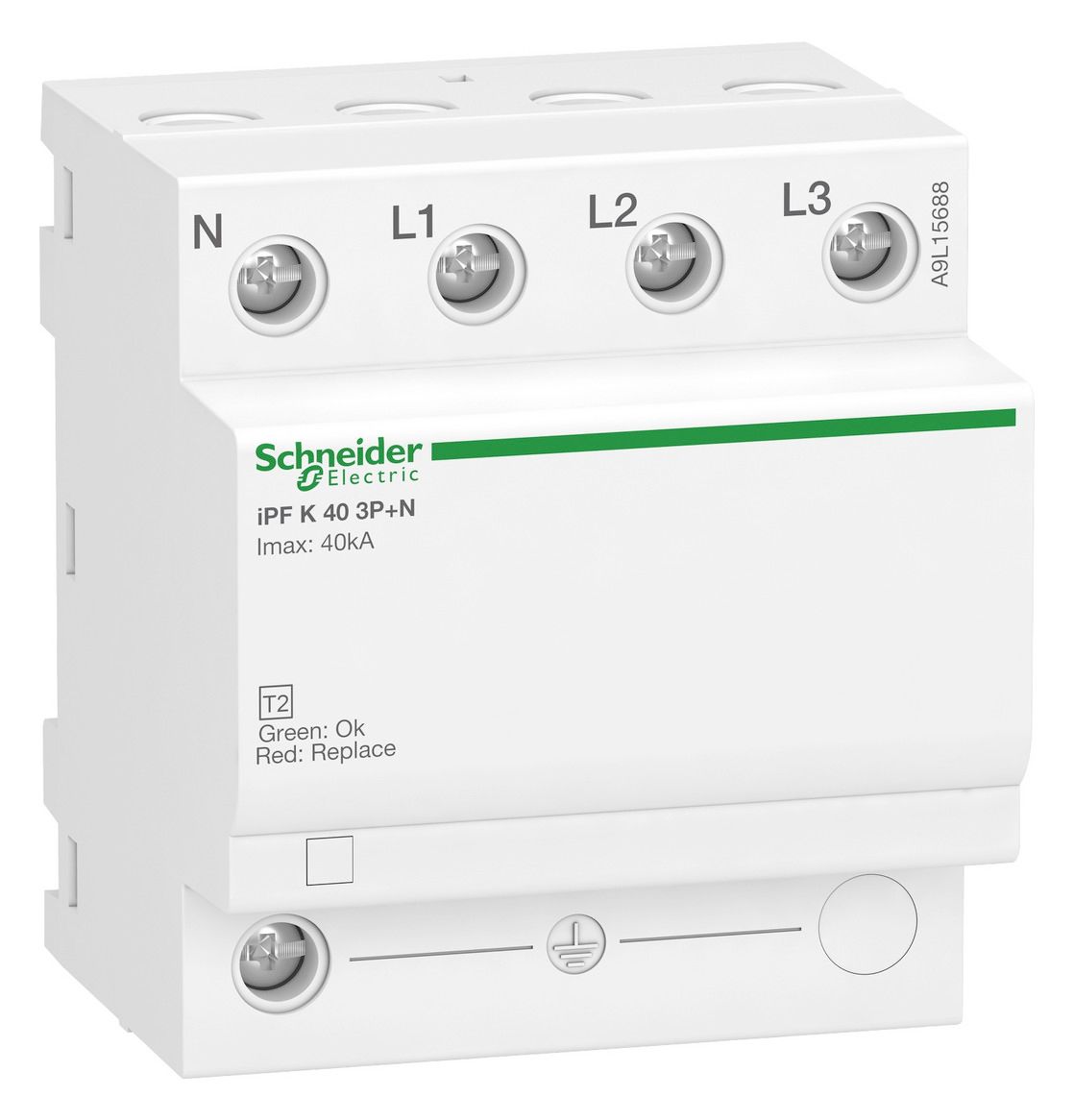 Schneider A9L15688 Überspannungsableiter iPF K 40, Typ 2, 3P+N, Imax 40kA,In 15kA