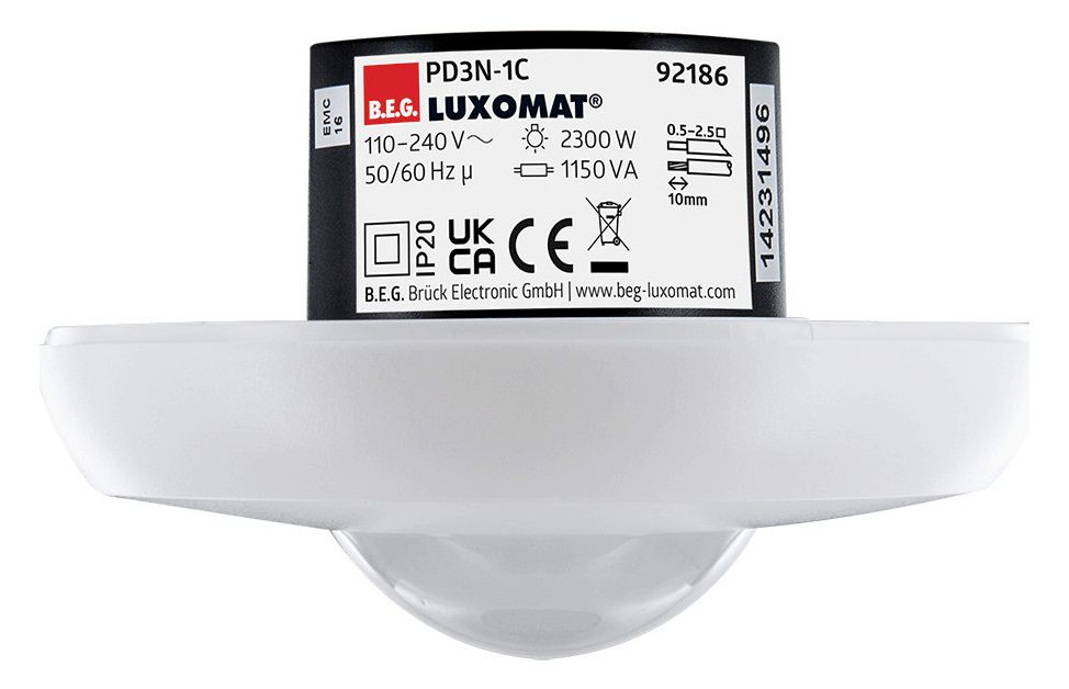 BEG 92186 PD3N-1C-UP weiß LUXOMAT Decken-Bewegungsmelder