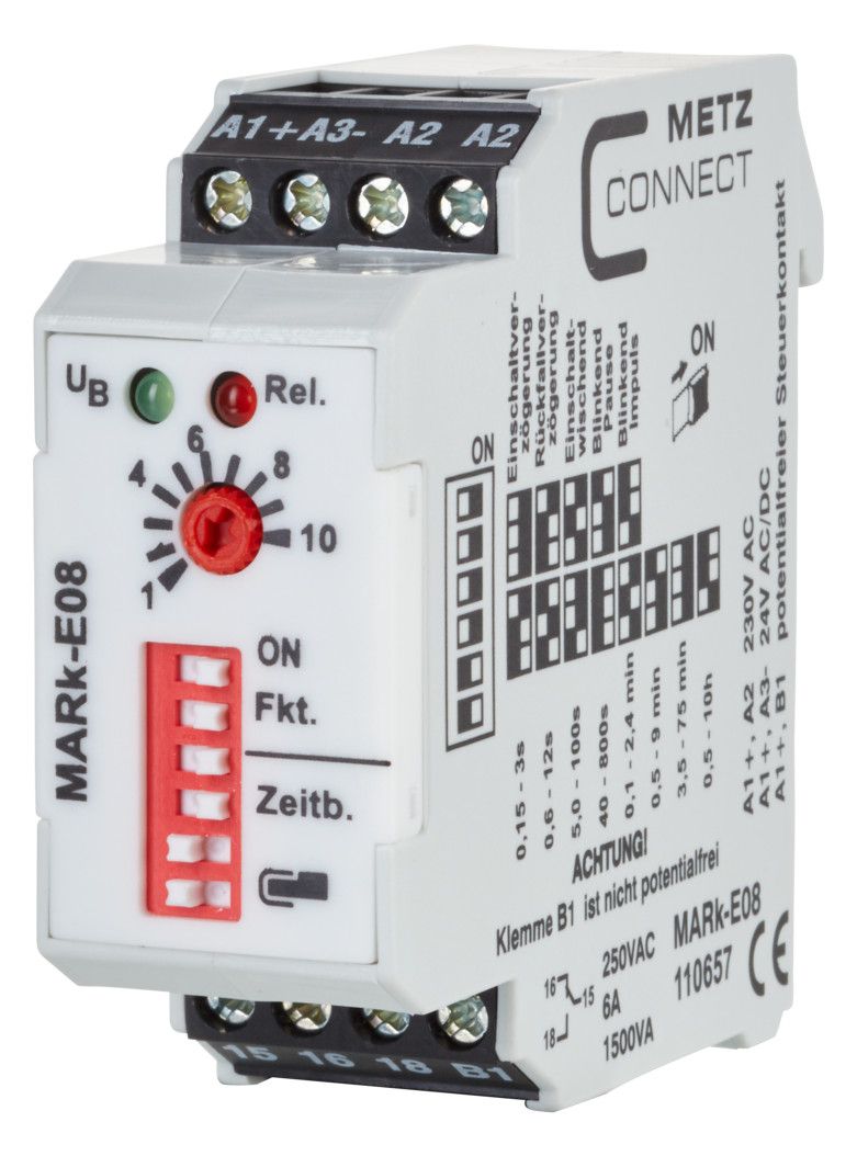 Metz 110657 MARk-E08 230VAC 0,15s-10h 24VAC/DC Zeitrelais Multifunktion