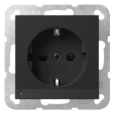 GIRA 4170005 SCHUKO-Steckdose LED-Leu.+ Shutter System 55 Schwarz matt (lack.)