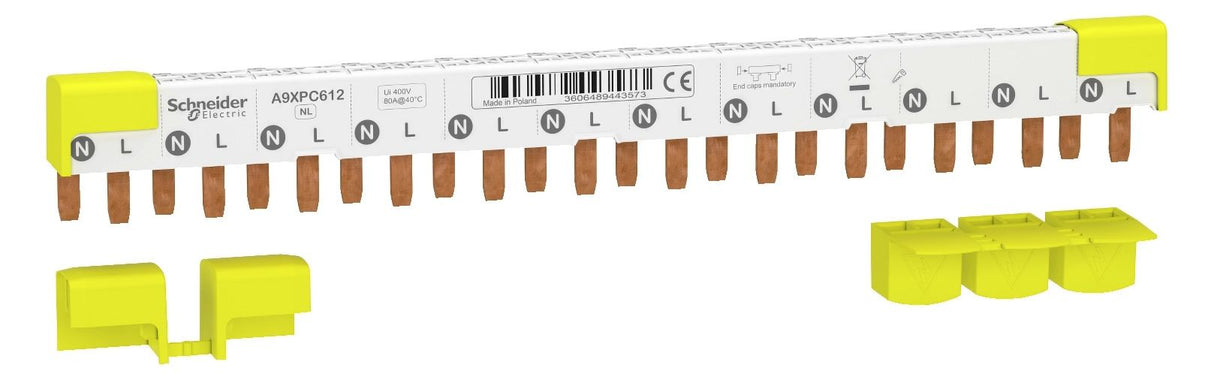 Schneider A9XPC612 Phasenschiene Stift 1P+N 9mm 80A 12Module
