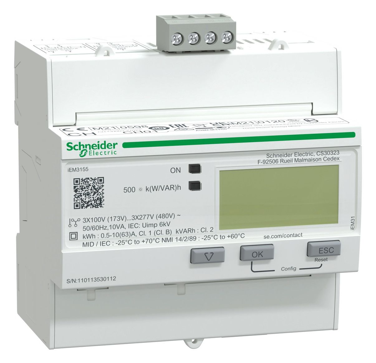 Schneider A9MEM3155 Energiezähler 3ph. 63A erw. Messfunktion Modbus 1E/1A MID