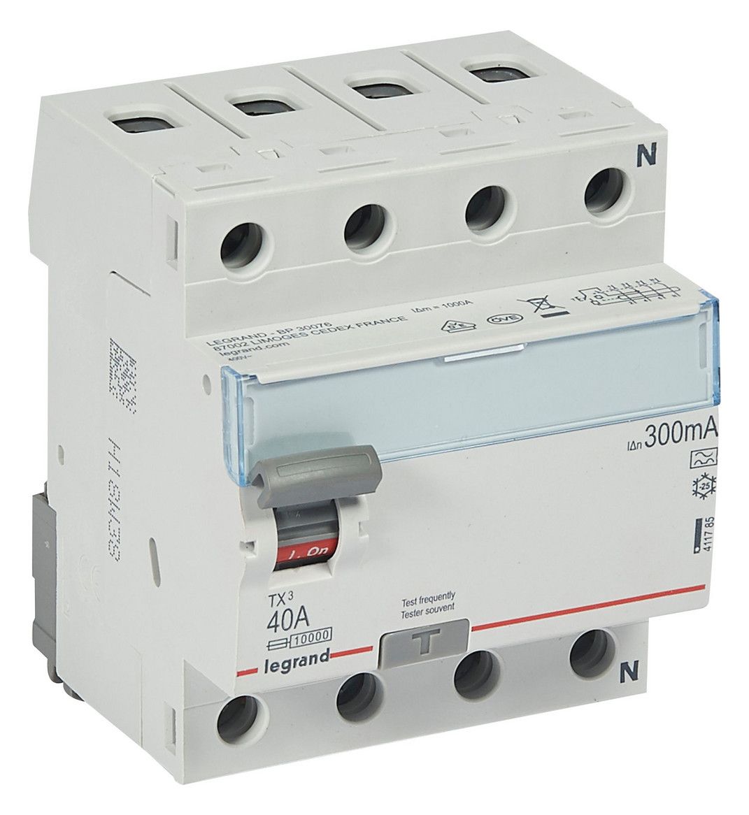 Legrand 411785 TX3 Fi-Schalter 40A 4-polig 300mA Typ A 400VAC 4TE