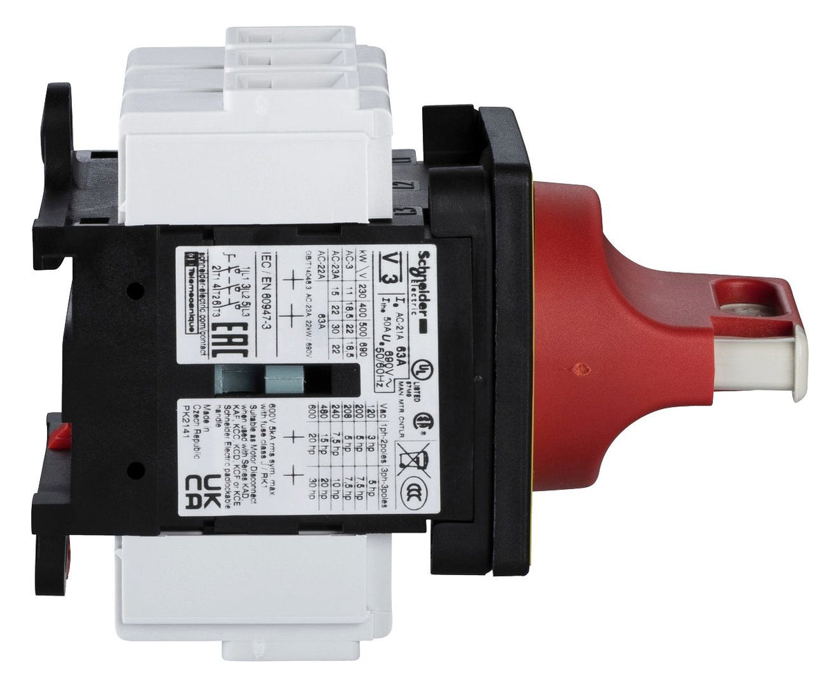 Schneider VCF3 NOT-AUS Hauptschalter 4-Lochbef. 3p 690V 63A Griff rot abschl.