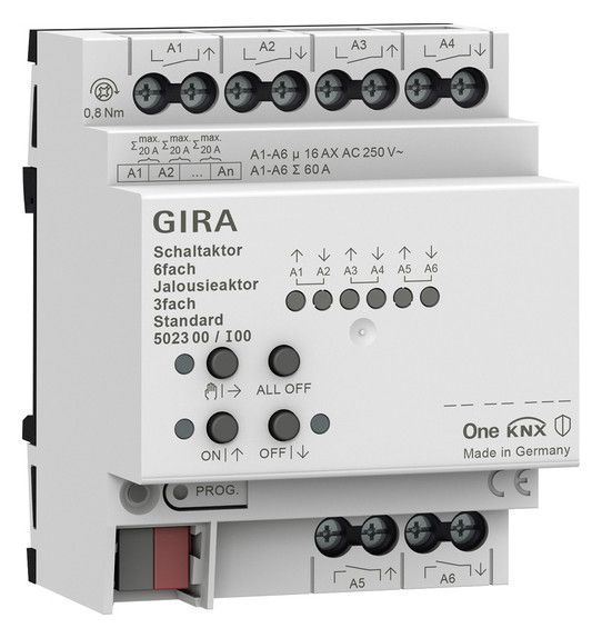 GIRA 502300 Schalt-/Jalousieaktor 6/3f 16A Standard OneKNX REG