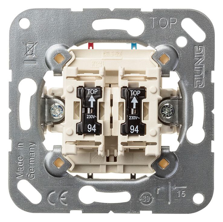 Jung 505KOU5 Wipp-Kontrollschalter Serie m.2Glimmlampen Nr.94 10AX 250VAC