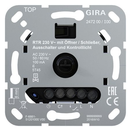 GIRA 247200 Raumtemperaturregler 230V Öffner/Schließer Aus+Kontroll Einsatz
