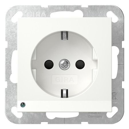 GIRA 417027 SCHUKO-Steckdose LED-Leu.+ Shutter System 55 Reinweiß seidenmatt
