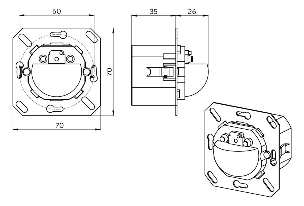 BEG 92665 Indoor 180-R o.Rahmen LUXOMAT Bewegungsmelder Sensoreinsatz UP