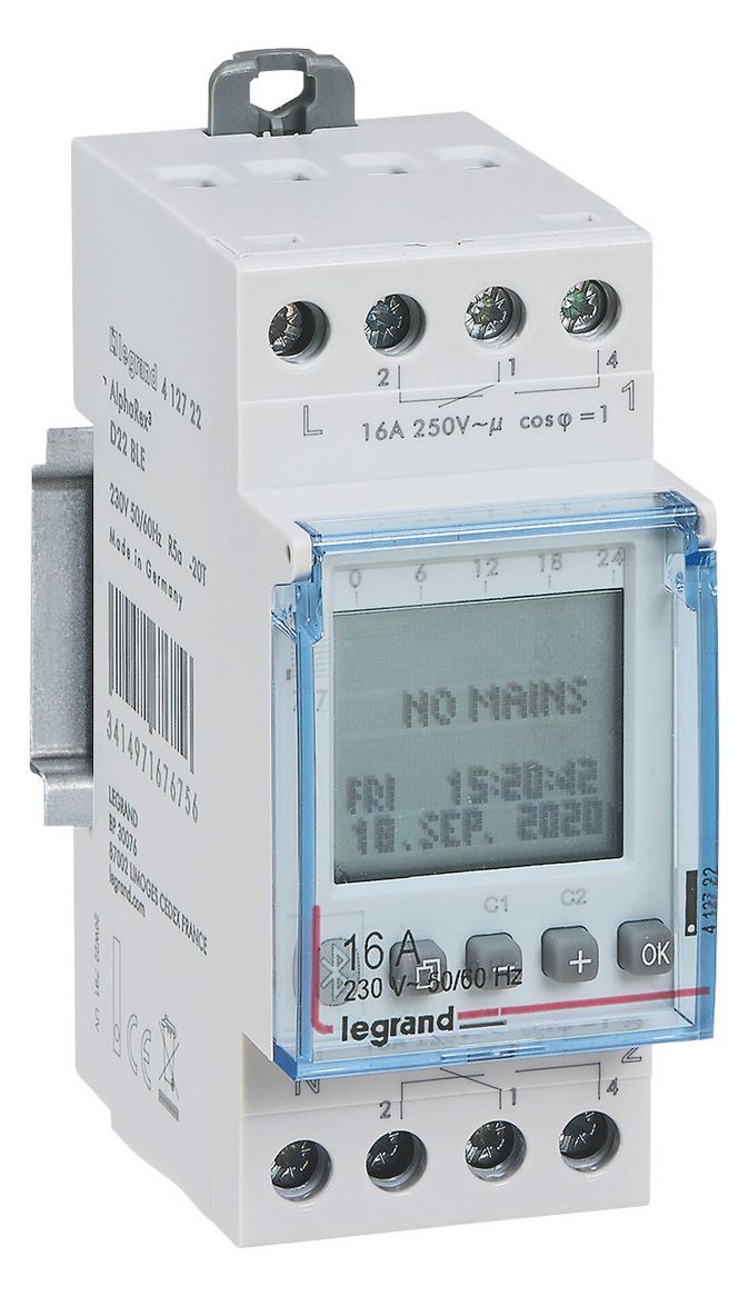 Legrand 412722 AlphaRex³ D22 BLE 230VAC Wochenzeitschaltuhr 2-Kanal